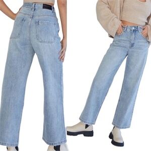 NWT Glassons High Rise Wide Leg Denim Jeans in Falcon Light Wash Sz US 10 AU 14